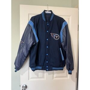Tennessee Titans NFL Bomber Jacket Men's XL Reversible Embroidered Leather NWT